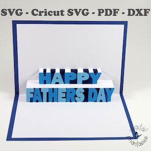 Happy Father's Day Card met envelop Cutting File SVG voor Silhouette en Cricut Cutting Machines / Instant Download File