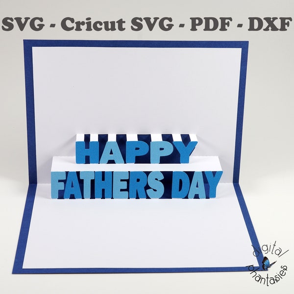 Happy Father's Day Card with Envelope Cutting File SVG for Silhouette and Cricut Cutting Machines / Instant Download File