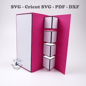 Carte de construction amusante en quatre étapes avec enveloppe SVG - Cricut & Silhouette - carte unique bricolage facile - fichier en téléchargement numérique instantané