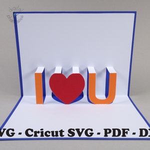 SVG I Heart U Pop Up Card Archivo de descarga instantánea
