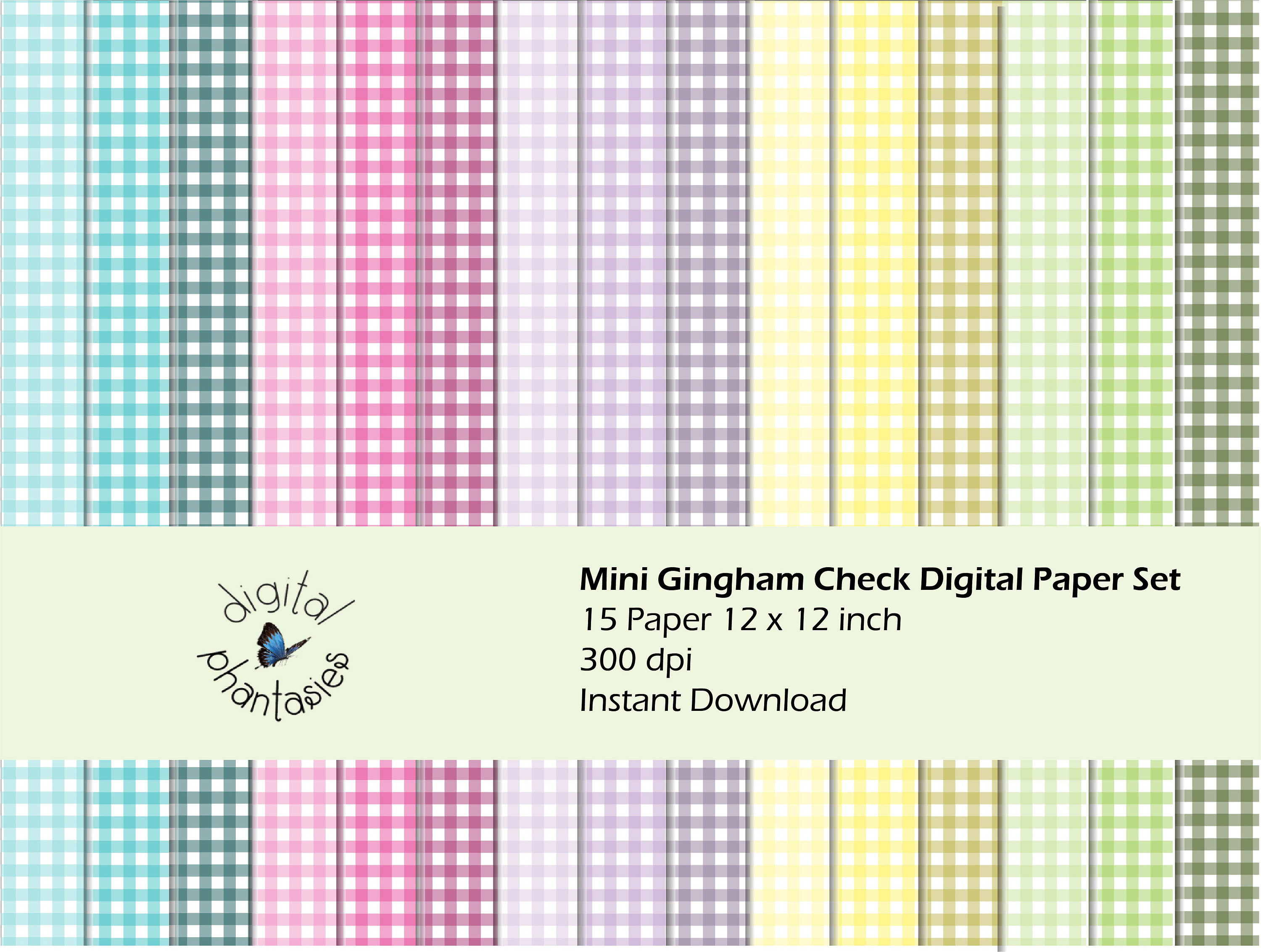 Mini Gingham Check Digital Paper Seamless Pattern Set - Etsy