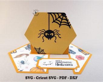 Halloween Spider and Web Impossible Card SVG Cutting Instant Download File
