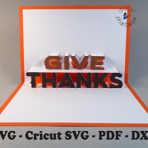 Give Thanks Pop Up Karte SVG Sofort Download Datei