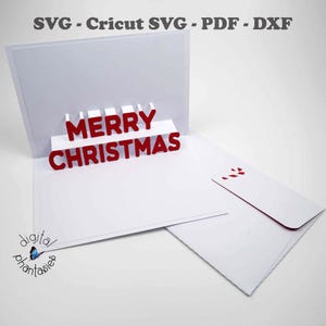 Joyeux Noël carte pop-up SVG avec enveloppe fichier à téléchargement immédiat