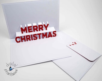 Tarjeta emergente navideña SVG con sobre, descarga instantánea