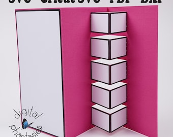 5 Step Building Block Pop Up Card SVG, Fun Fold, 3D Fancy Card Template with Envelope, Cricut & Silhouette Compatible, PDF DXF File Included