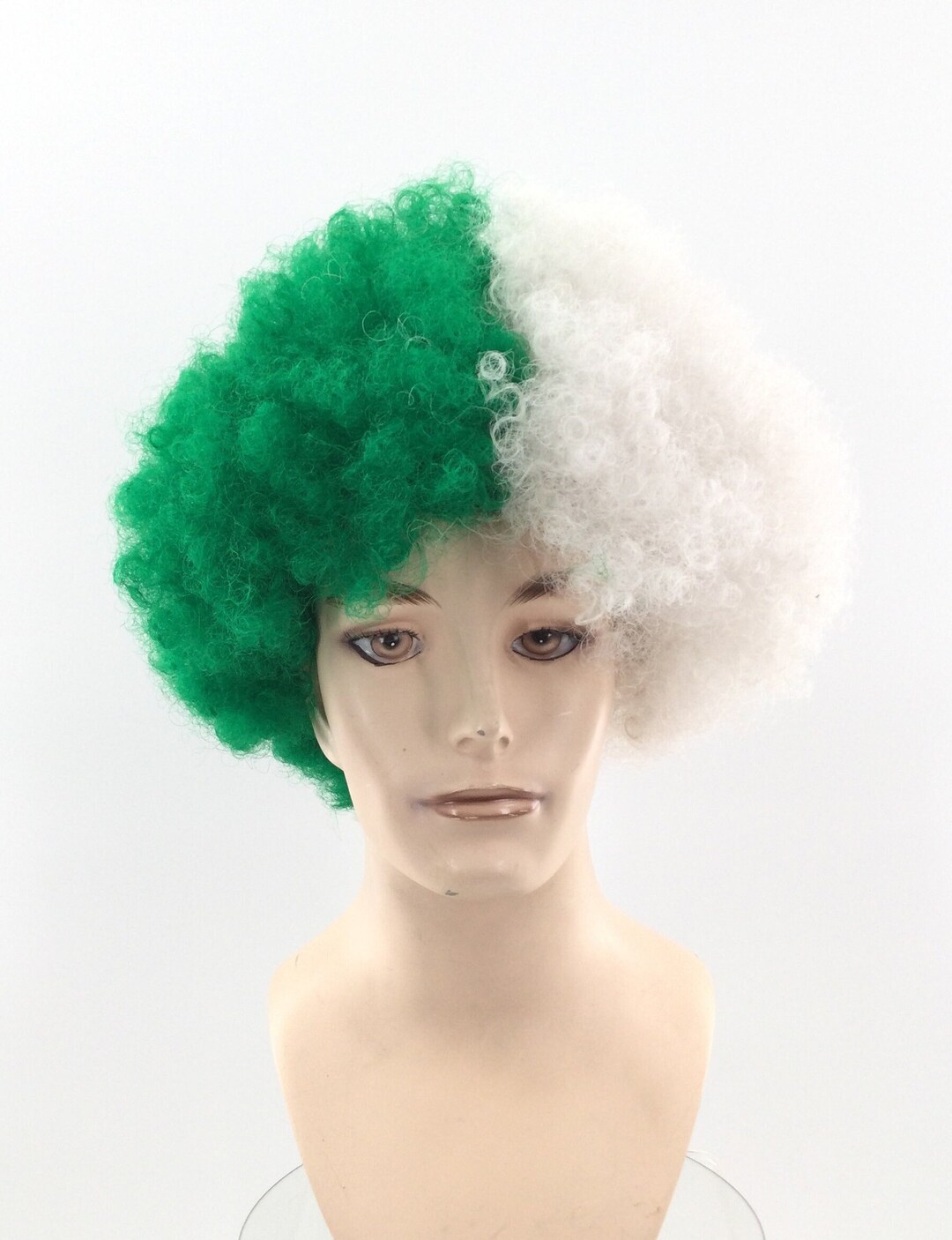Spirit Sports Fan Wigs Football/basketball Fan Afro Wig Green/white Etsy