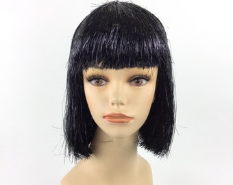 black tinsel wig