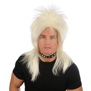 GNARLY! 1980&#39;s Punk Rock Theatrical Costume Wig - Platinum