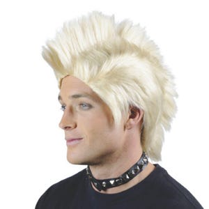 AWESOME! 1980&#39;s Punk Faux Hawk Theatrical Costume Wig - Blond