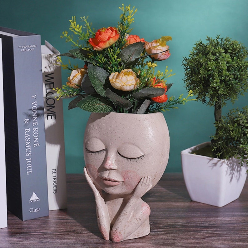 Girl Face Head Planter Nordic Flower Pot Etsy UK