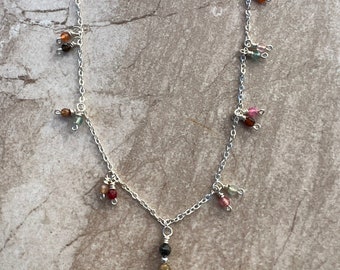 Dainty Agate and Tourmaline Necklace