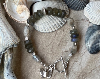 Labradorite/Moonstone Karen Hill Tribe Silver Bracelet