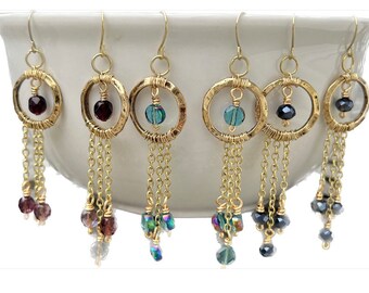 Gold Czech glass dangle earrings