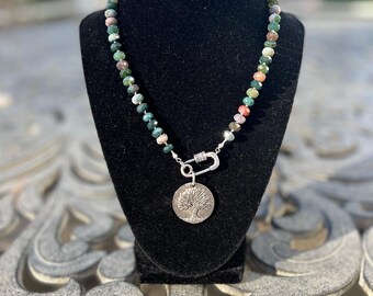 Boho and rustic Indian Agate necklace