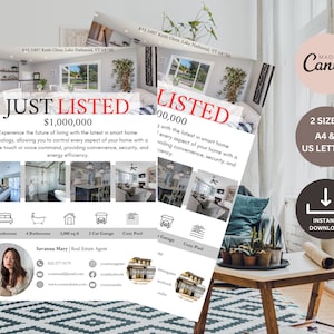 Open House Flyer, Just Listed Flyer, Real Estate Marketing, Real Estate Open House Flyer Canva, Editable Canva Template, Seller, Home Buyer
