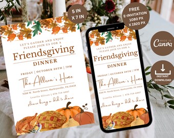 Friendsgiving Invitation, Friendsgiving Evite, Friendsgiving Invite, Friendsgiving Card, Friendsgiving Menu Template, Friendsgiving Template