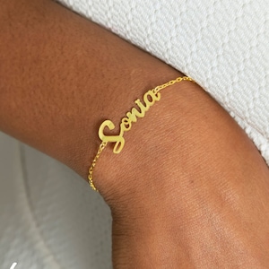 Personalised Name Bracelet, Custom 14k Gold Name Bracelet, Name Bracelet, Dainty Name Bracelet, Anniversary Gift, Mum Gift, Gift for Her
