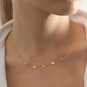 Collar con inicial colgante de oro personalizado, collar con inicial de oro de 14 k personalizado, collar con letra colgante de oro, regalo de Navidad, regalo de aniversario