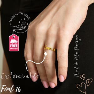Personalized Name Ring, Custom Gold Name Ring, Dainty Jewelry Gift, Christmas Gift, Anniversary Ring, Mom Gift, Birthday Gift for Her