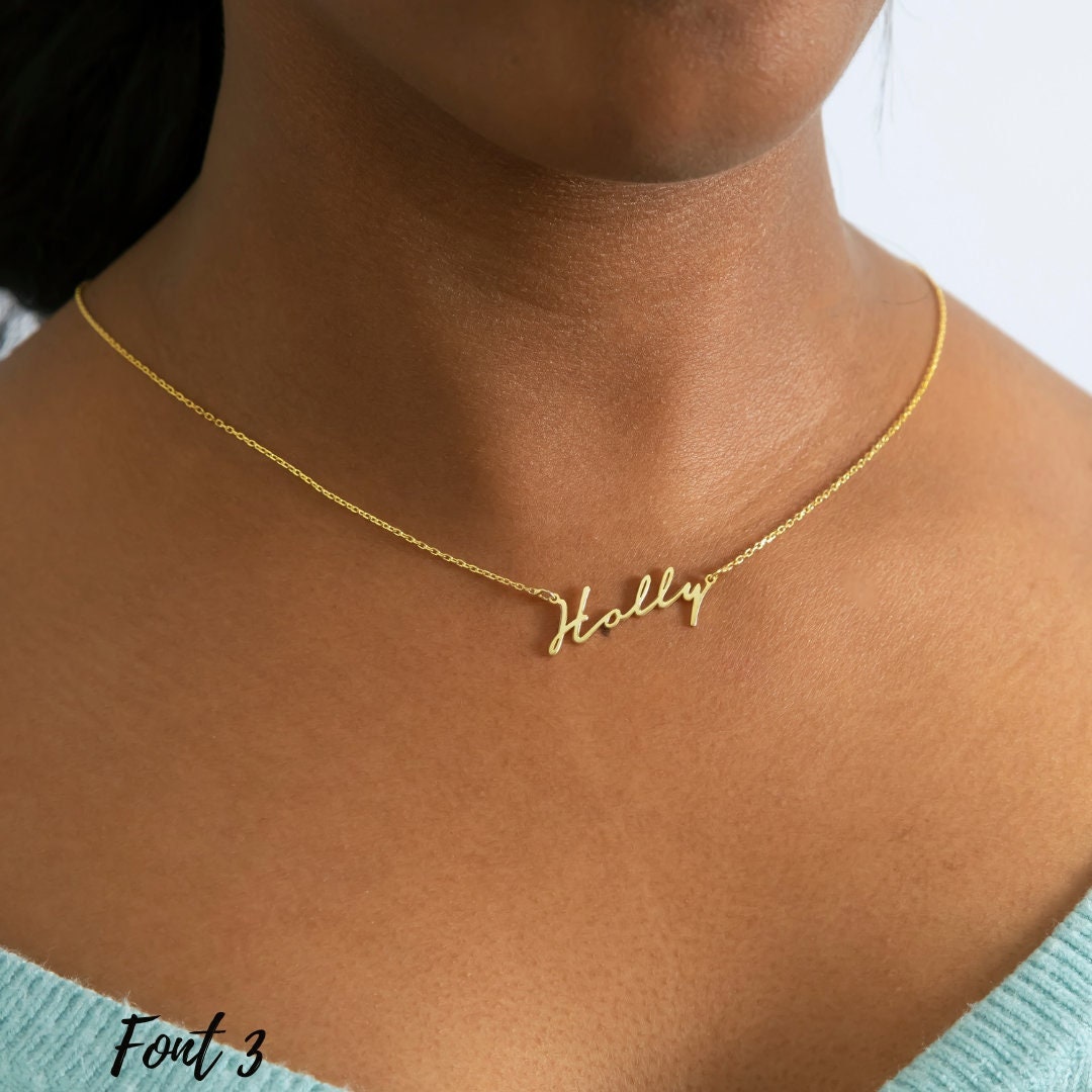 Personalised Name Necklace Custom 14k Gold Name Necklace Gold