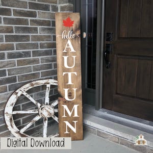 Hello Autumn, Autumn Sign, Halloween SVG, Cute Halloween Porch, Fall Porch, Porch Leaner, Porch Sign SVG, Cricuit & Silhoette Designs