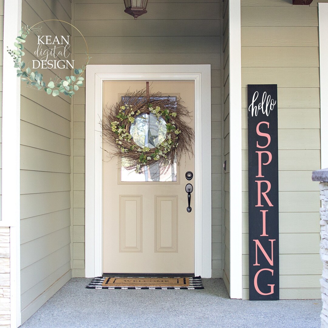 Hello Spring Porch Sign SVG: Floral Design Cut File (digital Download ...