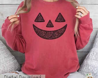 Pompoengezicht png, herfstpng, spookseizoen png, Halloween-sublimatie, bohopompoenshirtontwerp, Trick or Treat png, Boo-pompoen png