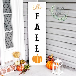 Hello Fall Pumpkins SVG, Porch Leaner SVG, Porch Sign File, Cricuit & Silhoette Designs