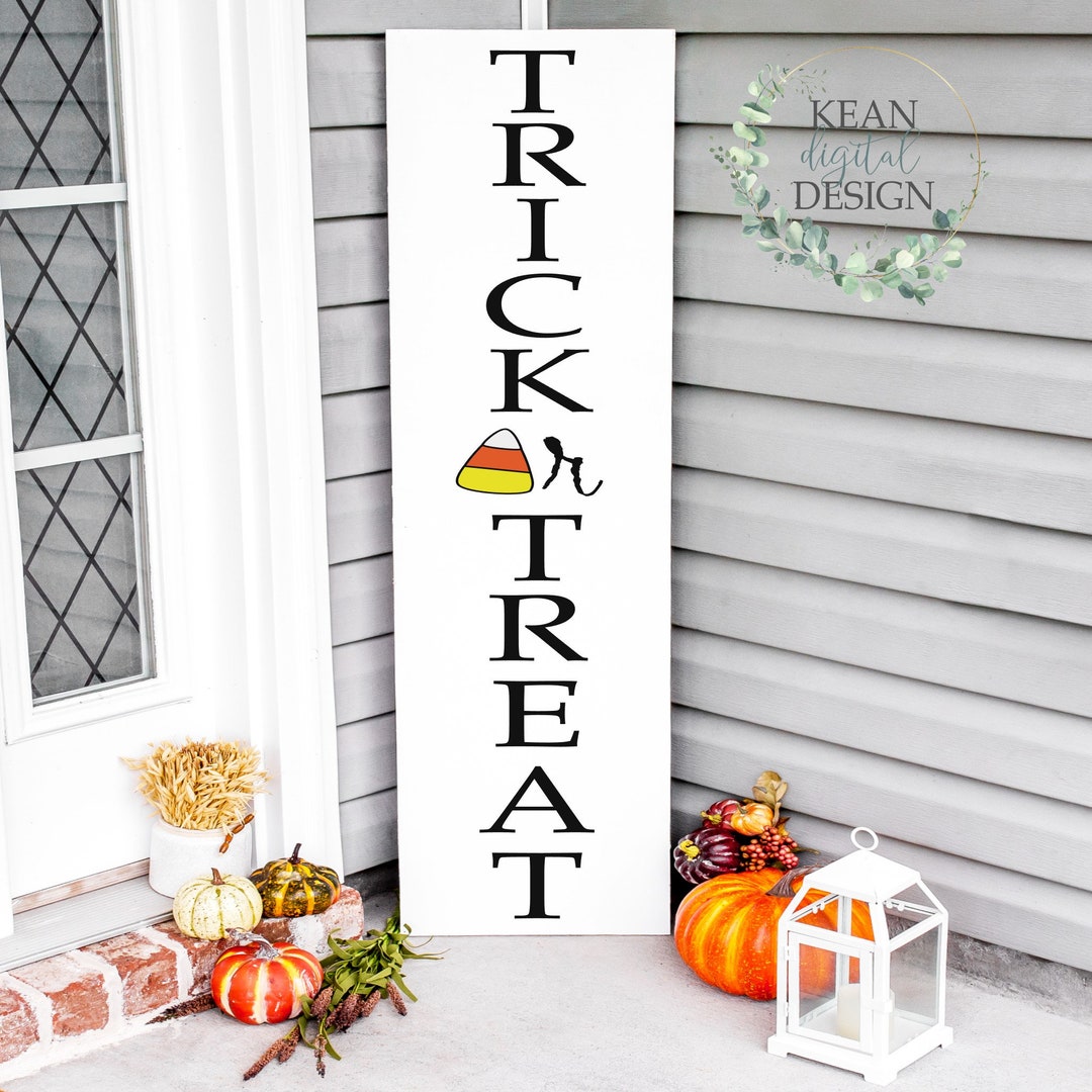 Trick or Treat Candy Corn Porch Sign SVG: Cricut Silhouette File - Etsy ...
