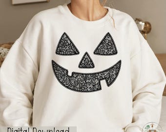 Pompoengezicht png, herfstpng, spookseizoen png, Halloween-sublimatie, bohopompoenshirtontwerp, Trick or Treat png, Boo-pompoen png