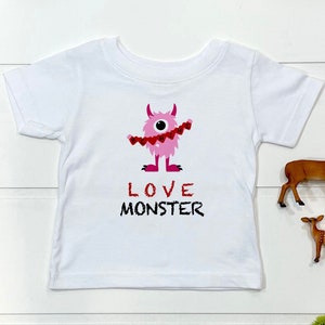 amo a camisa da criança do monstro | seja meus namorados camiseta | O monstro bonito caçoa a camisa | Algodão Jersey macio | Camisa infantil do Dia dos Namorados