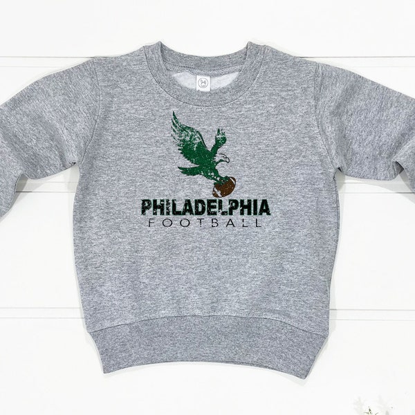 Vintage Kids Philly Football Sweatshirt | Toddler Philly Football Fan | Bleeding Green Nation | Philly Football Crewneck