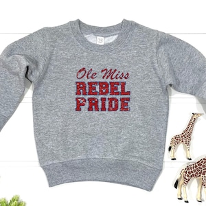 Kids Mississippi Football Sweatshirt | Toddler Rebel Football Fan | Vintage Rebel Pride Football | Ole Miss  Football Youth Sweatshirt