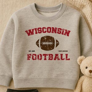Kids Wisconsin Football Sweatshirt | Toddler College Football Fan | Jump Around Wisconsin Football | College Football Game Day Shirt