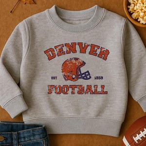 Kids Denver Football Game Day Sweater | Colorado Tail Gate Shirt | Youth Denver Football Fan Crewneck | Baby Football Gear