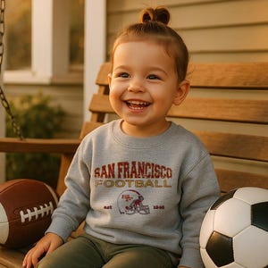 Retro San Francisco Football Kleinkind Sweatshirt | Kinder SF Game Day Shirt | Jugend Vintage Bay Bereich Pullover