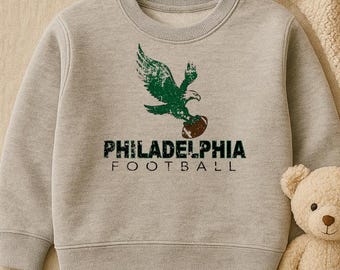 Vintage Kids Philly Football Sweatshirt | Toddler Philly Football Fan | Bleeding Green Nation | Philly Football Crewneck