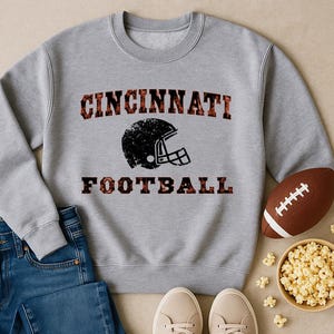 Kids Cincinnati Football Sweatshirt | Vintage Cincy Football Shirt | Youth Game Day Crewneck