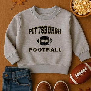 Kids Pittsburgh Football Sweatshirt | Toddler Football Fan Shirt | Kids Pittsburgh Pennsylvania Football | Vintage Pittsburgh Crewneck
