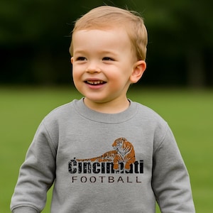Sweat-shirt de football Cincinnati pour enfants - Équipement pour les jours de match | Maillot de football Cincy | Cadeau d&#39;anniversaire pour enfants | Chandail pour jeunes Cincinnati