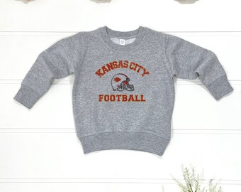 Vintage Kansas City Football Toddler Sweatshirt | Kingdom KC Fan Youth Shirt | Cute Red Friday Toddler Shirt | Vintage KC Football Sweater