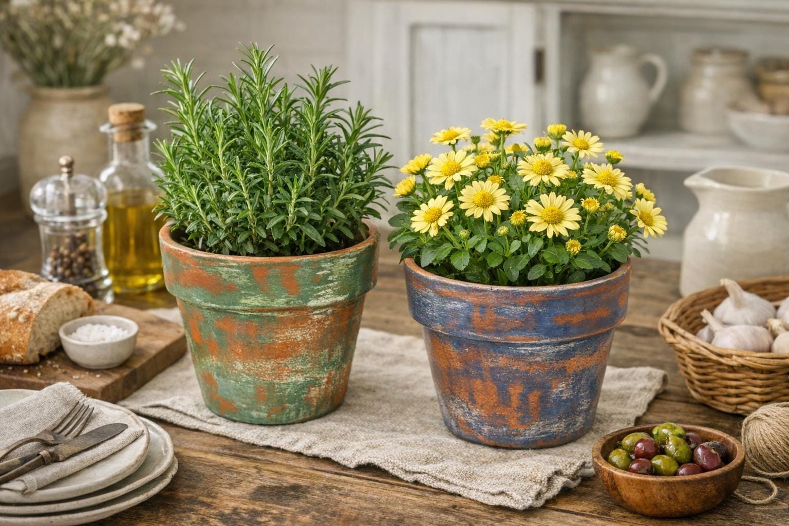 Painted Terracotta Pot Blue - Etsy