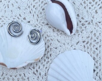 spiral silver earrings | beach, salty, necklace, aus, ocean