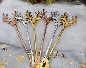 Personalized Reindeer Shaped Hot Chocolate Spoon