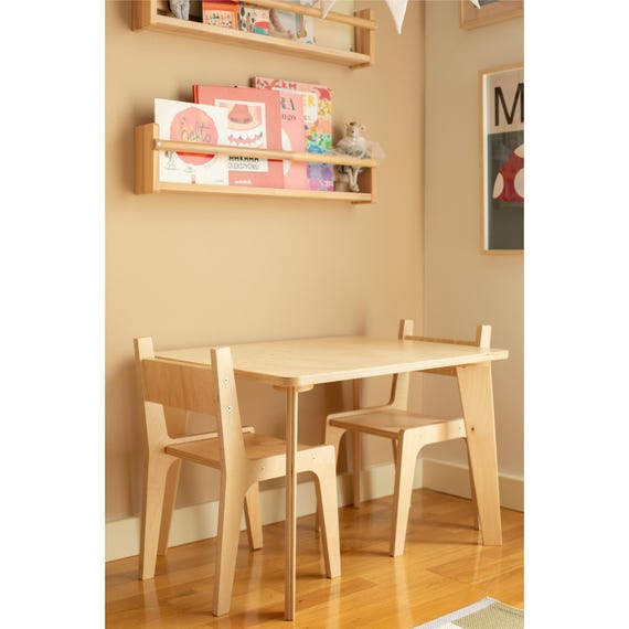 Montessori Table and Chair Set: Birch Plywood Kids Activity Desk