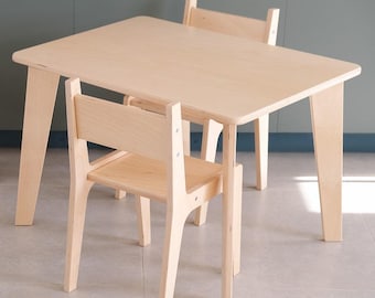 Kids Table and Chair Set – Montessori Weaning Table – Wooden Toddler Furniture – Preschool Activity Desk