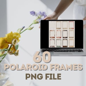 Vários padrões de molduras Polaroid - Conjunto de 60 PNGs digitais de alta qualidade - Scrapbooking, fotografia e artesanato