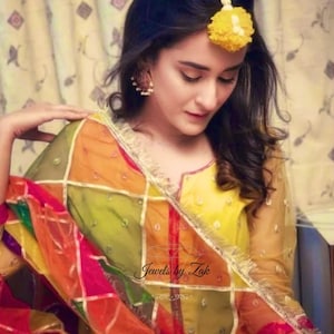 Multicoloured Rainbow Gotta Net Mehndi Bridesmaids Dupata/bridal Mehndi Dupatta/Wedding dupata/Indian Pakistani Wedding/Asian Wedding.