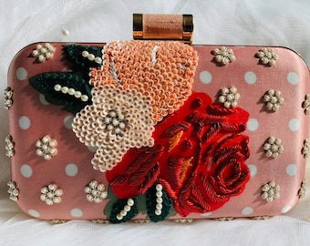 Handmade Zardozi Embroidery Clutch Bag, Party bag